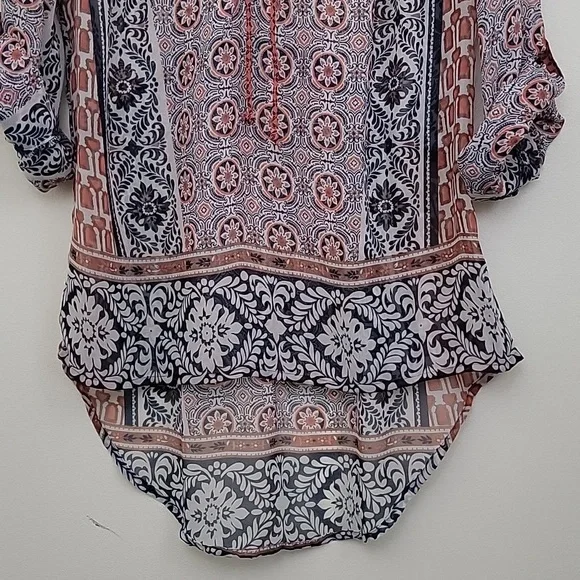 American Rag Orange, Navy & Off White Sheer Boho Print M - Picture 3 of 15